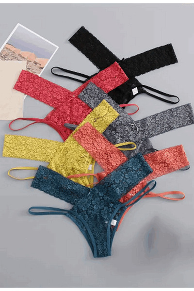 takıbahçesi 3pcs Flower Pattern Lace Panties, Perforated Breathable Underwear Panties, Underwear Sexy Custom Panties