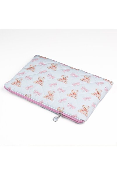 BABY KANGAROO 13-14-15-16'' Inch Teddy Bear Patterned Ecru Water Resistant Quilted Laptop Case/Computer/Bag