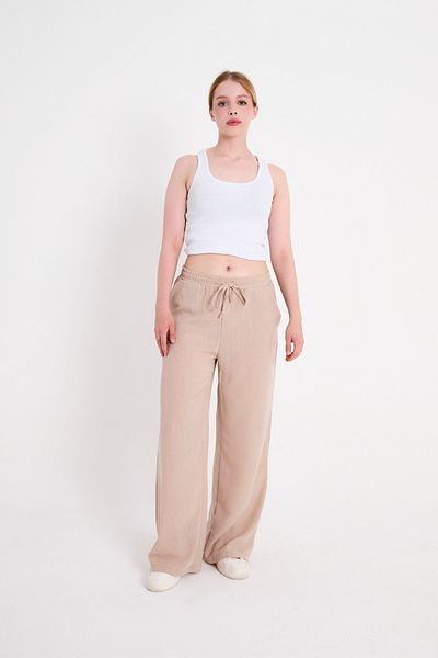 GRİMALDİ Linen Blended Loose Cut Trousers