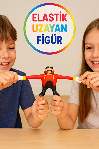 TOYFEST Goojitzu Squishi Esnek Uzayan Yumuşak Sonic Mini Tekli Figür - Dr Robotnik - 5 CM