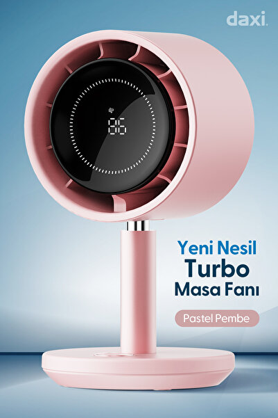 Daxi Airflow Af03 Yeni Nesil Şarjlı Turbo Masa Fanı, Ultra Güçlü, Otomatik Salınım, 100 Kademeli, 15x26cm