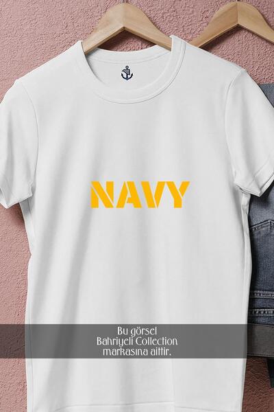 Bahriyeli Collection Унісекс-футболка з великим написом «Navy»