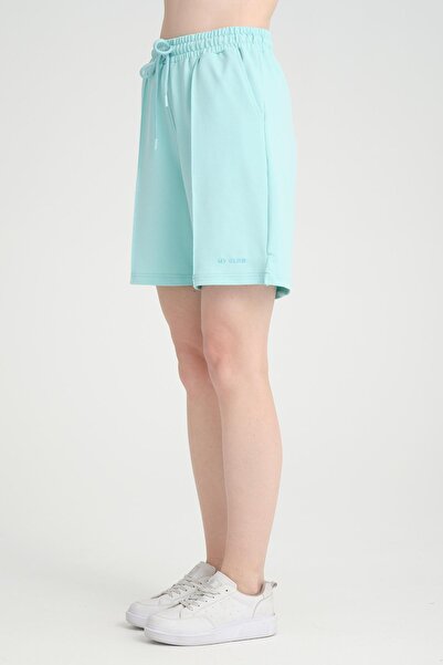 MYSPORT 5001 Γυναικείο εύκαμπτο ύφασμα με κορδόνι κεντημένο με τσέπη 2 κλωστών χτενισμένο βαμβακερό σορτς