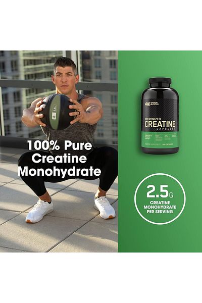 Optimum Nutrition Micronized Creatine Monohydrate Capsules, 2500mg, 300 Capsules, Keto Friendly.