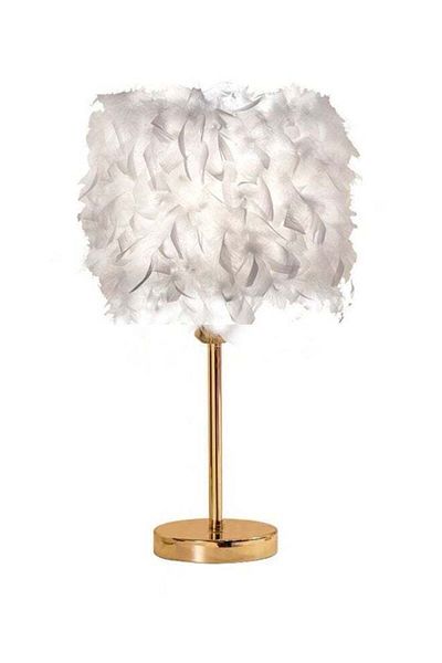 Generic Handmade Feather Led Table Lamp, Decorative Atmosphere Night Light Bedside Lamp, 33*30cm