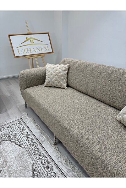 uzhanem Jacquard 3 2 1 Seat Cover - Flexible, Washable Cotton-Mink Color Lycra Seat Cover