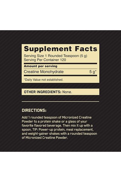 Optimum Nutrition Micronized Creatine Monohydrate Powder Creatine 600 Gr