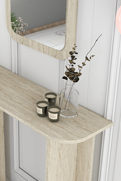 Variant Mobilya Modena Aynalı Dresuar Makyaj Masası - Traverten Mermer