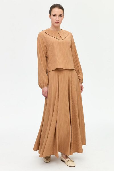 Esswaap Σετ φούστα με φαρδύ γιακά Camel