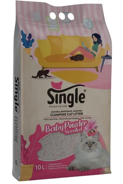 Bentonit Bebek Pudralı Kedi Kumu 10L