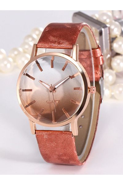 FEMME 7360 Casual Wrist Watch with Leather Strap for Women - Brown