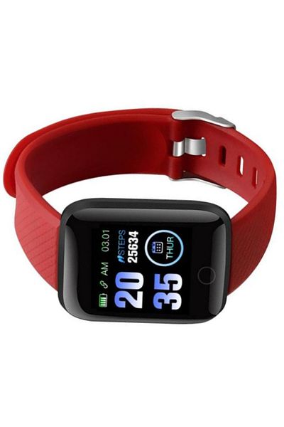 MACON D13 Smart Watch with Heart Rate Monitor - Red