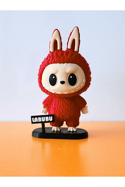 rmys Labubu Figure - with Stand - Red