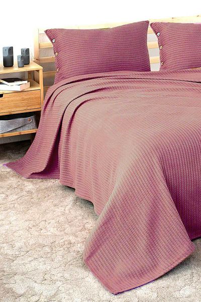 Cottonest Double Knitted Pi̇ke Bedspread with 2 Pillows