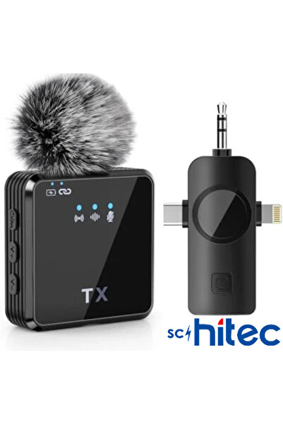 schitec 3in1 Type-c Lightning 3.5mm Çıkışlı Ikili Kablosuz Hd Wireless Yaka Mikrofonu F11-2