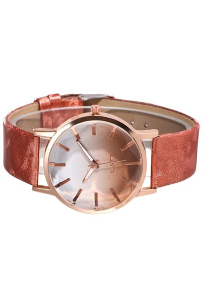 FEMME 7360 Casual Wrist Watch with Leather Strap for Women - Brown