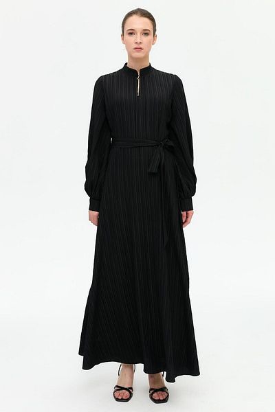 Esswaap Flared Dress with Pendant Detail Black