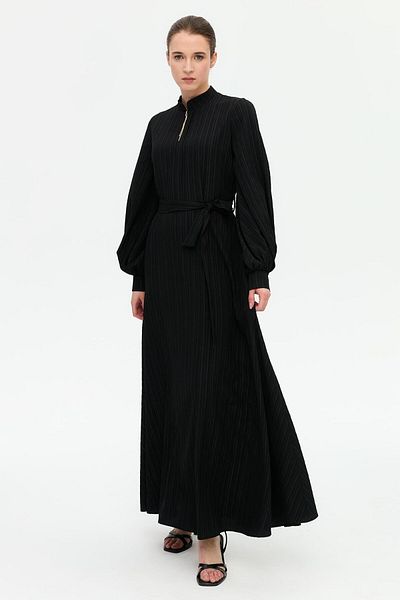 Esswaap Flared Dress with Pendant Detail Black