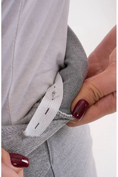 BIG LESSON Maternity Stretchy Tummy Banded Waist Adjustable Mom Fit Classic Gabardine Fabric Pants Gray