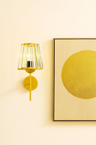 retro home design Kristal Taşlı Gold Aç-Kapa Kablosuz Pilli Duvar Aplik 1 Adet