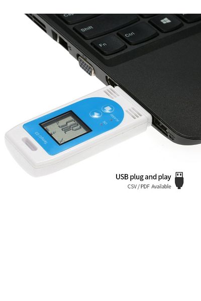 Generic جهاز تسجيل بيانات درجة الحرارة والرطوبة USB قابل لإعادة الاستخدام، أبيض، 15.2 سم