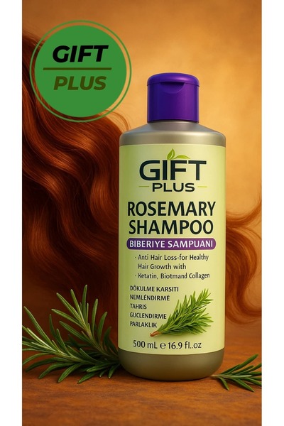 gift plus Biberiye Şampuanı Dökülme Karşıtı ve Hızlı Uzamaya Yardımcı Keratin Argan ve Kolajen İçerikli 500 ML