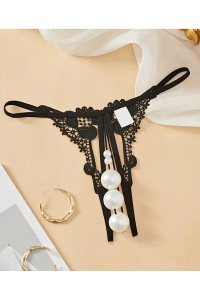 G&H UNDERWEAR Panties String Thong with Pearl (Big Pearl)
