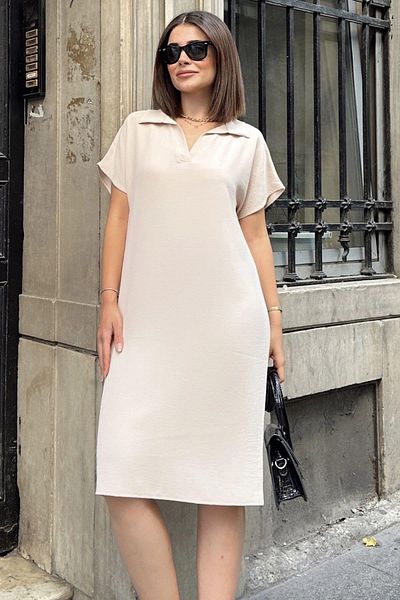 NEW LAVİVA Γυναικείο Μπεζ Φόρεμα - 700-2883