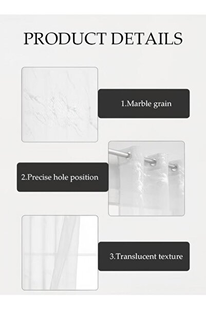 Generic Two-piece Marble Curtain, Translucent Tulle Curtain, Marble Hot Stamping 100*200 Cm (WHITE)