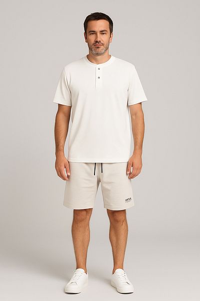 Cottonland Ανδρικό HENLEY Κανονικό Μπλουζάκι με Κουμπιά Βαμβακερό Βαμβακερό Μπλουζάκι ΚΟΚΚΑΛΙ