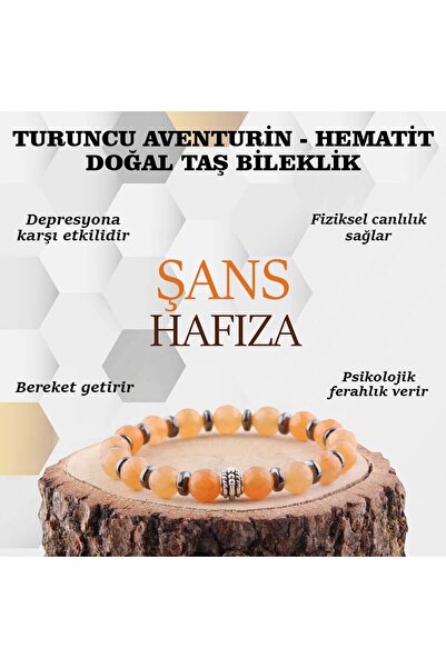 OSMANLI DOĞAL TAŞ سوار من حجر الأفينتورين والهيماتيت الطبيعي باللون البرتقالي...