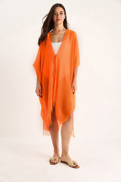 Bianco Lucci Women's Basic Tasseled Tulle Pareo