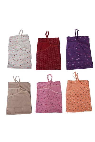 3nbe Kadın Renkli Atlet Penye 6 Adet Karışık