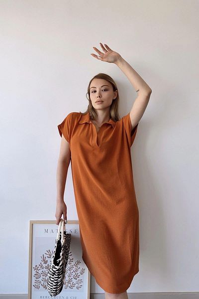 NEW LAVİVA Women's Tile Midi Length Polo Neck Aerobin Dress - 700-2883