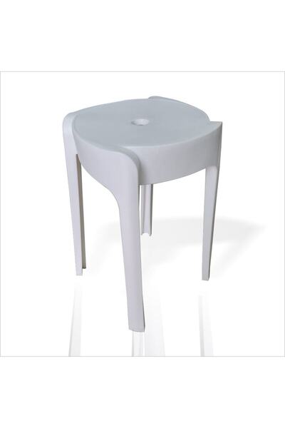 M3DECORİUM Büyük Geniş Uzun Sağlam Sert Plastik Kırılmaz Hafif 45 Cm Banyo Balkon Bahçe Oturak Tabure Sandalye