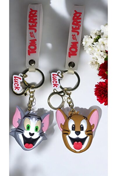 FAMEMUS ACCESSORY Set de 2 brelocuri 3D cu figurine Tom și Jerry de dimensiun...