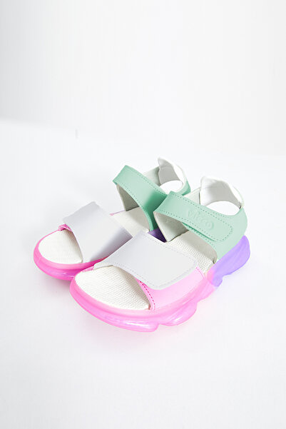 Vicco Laura Lighted Girls Preschool Mint Green/White Sandals