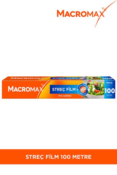 MACROMAX غلاف مطاطي 100 متر، حجم اقتصادي كبير، خالي من مادة PVC، غلاف مطاطي يحافظ على الطعام طازجًا