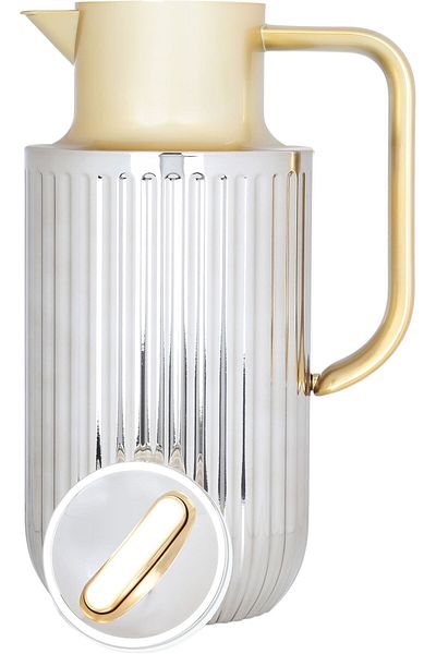 Everest Laura Thermos Matte Silver With Golden Handle 1.6 Litres