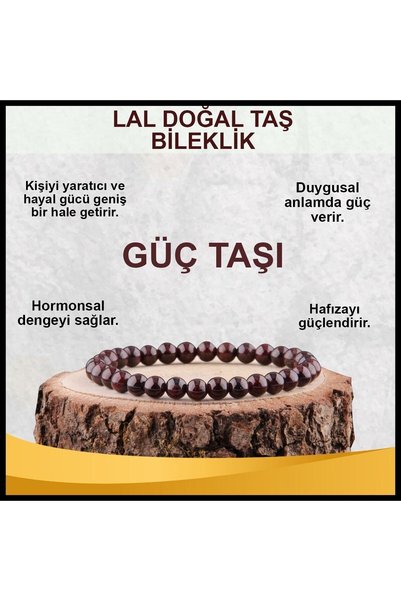 OSMANLI DOĞAL TAŞ Sertifikalı Lal Doğal Taş Bileklik 6 Mm - B833
