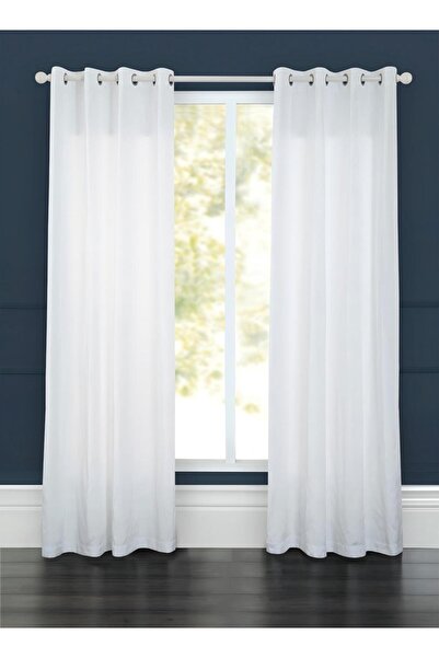 Generic Satin Feel Window Curtain Pair With Eyelet White 135 X 244cm
