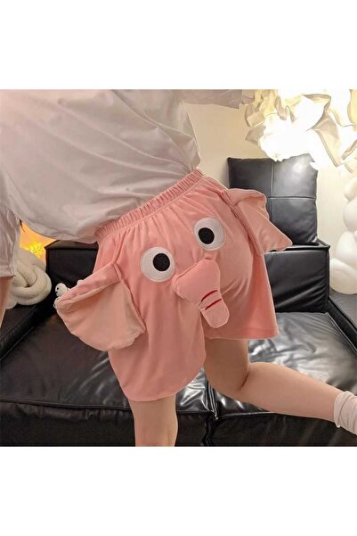 Puzzle Store Komik 3D Fil Tasarımlı Şort / Sevgili, Arkadaşlık Şortu / Yazlık, Unısex Yumuşak Filli Şort