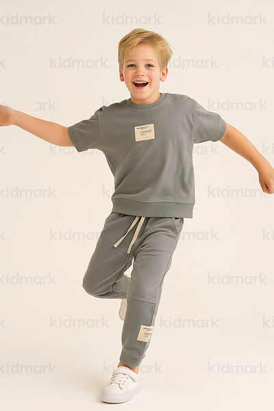 Kidmark Çocuk Modası مجموعة أهداف المستقبل للأولاد مصنوعة من القطن بنسبة 100% باللون الرمادي الموسمي