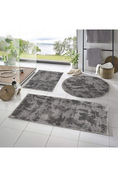 trivago halı Trivago Carpet 3 Pcs Bathroom Rug Plush Post Carpet Toilet Set Anthracite 50X90--50X60--50X50(Round)