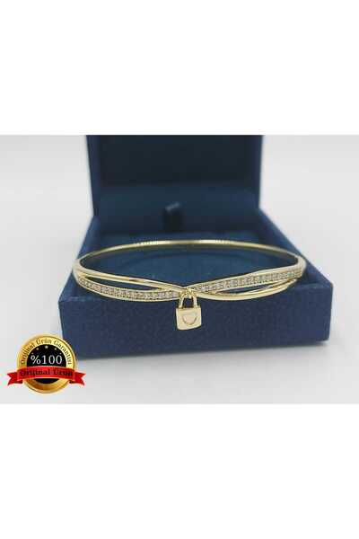 XUPING JEWELRY Xupıng Altın Renk Çelik Kelepçe Bilezik 60 Mm