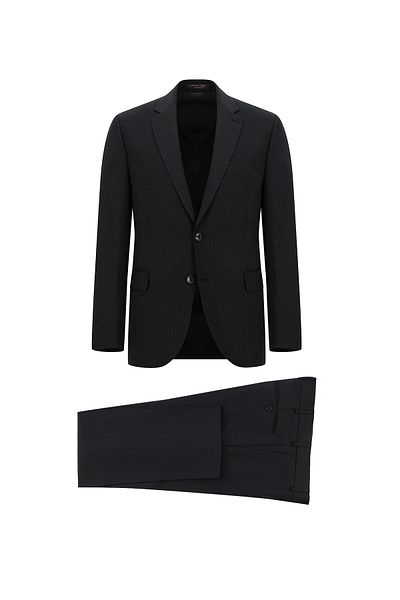 Abdullah Kiğılı Slim Fit Slim Fit Woolen Classic Striped Suit
