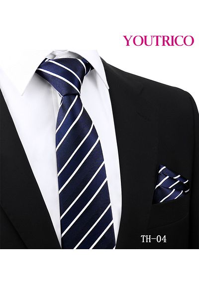 Youtrico Tie and Handkerchief Set-Artisanal Business 2PCS Handmade Formal Hanky Suit