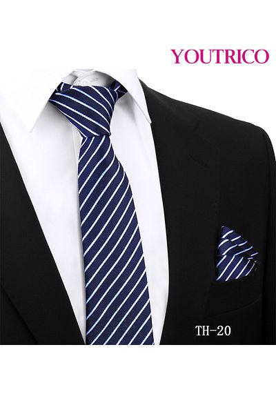 Youtrico Tie and Handkerchief Set-Artisanal Business 2PCS Handmade Formal Hanky Suit