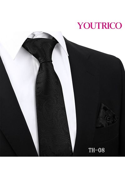 Youtrico Tie and Handkerchief Set-Artisanal Business 2PCS Handmade Formal Hanky Suit