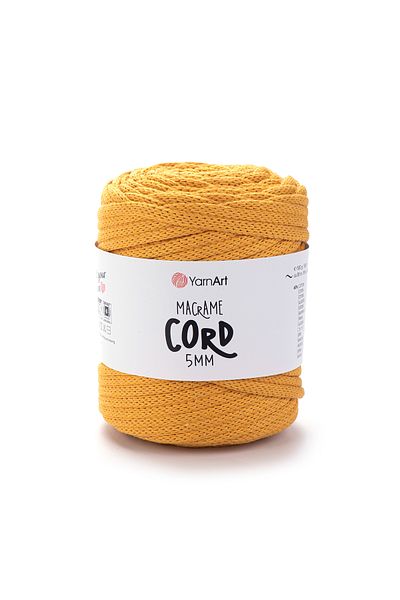 Yarnart Κορδόνι Macrame 5 mm - Μακραμέ Χειροποίητο Νήμα Πλεξίματος Mustard-796